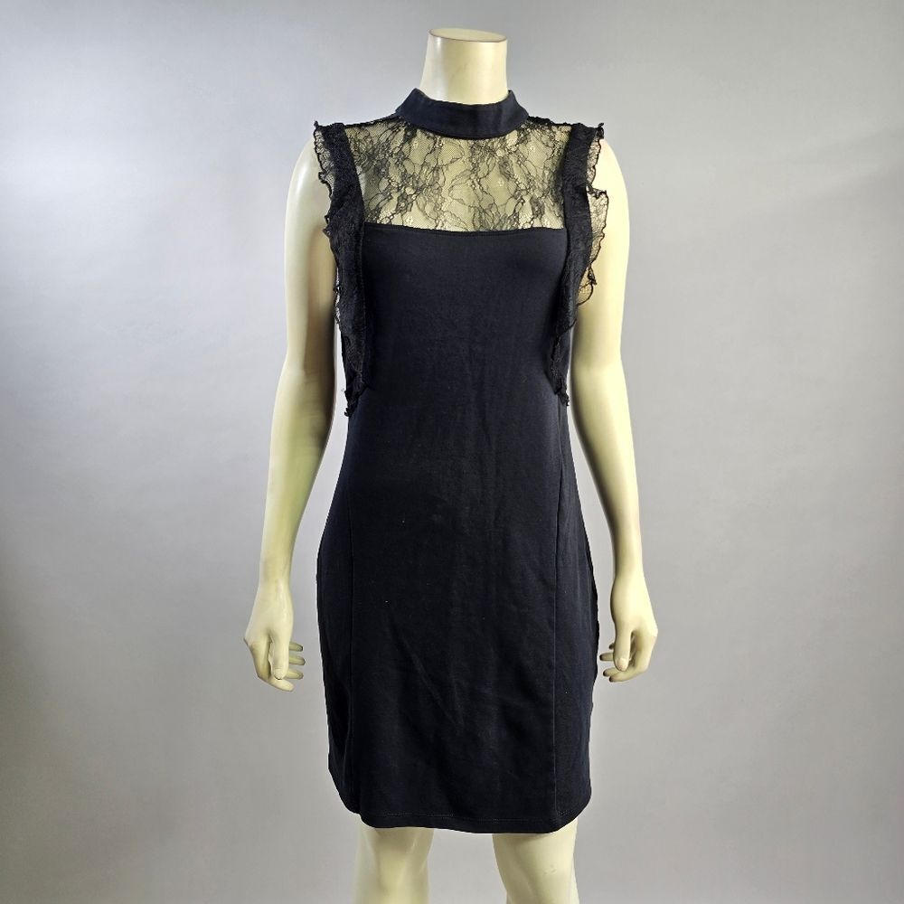 Free people large dress black with lace detail EUC